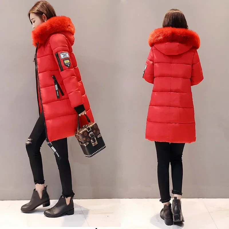 Manteaux Parka longs en coton pour femmes, vestes à capuche en fourrure décontractée, épaisse et chaude, coupe cintrée, pardessus féminin, hiver 2024