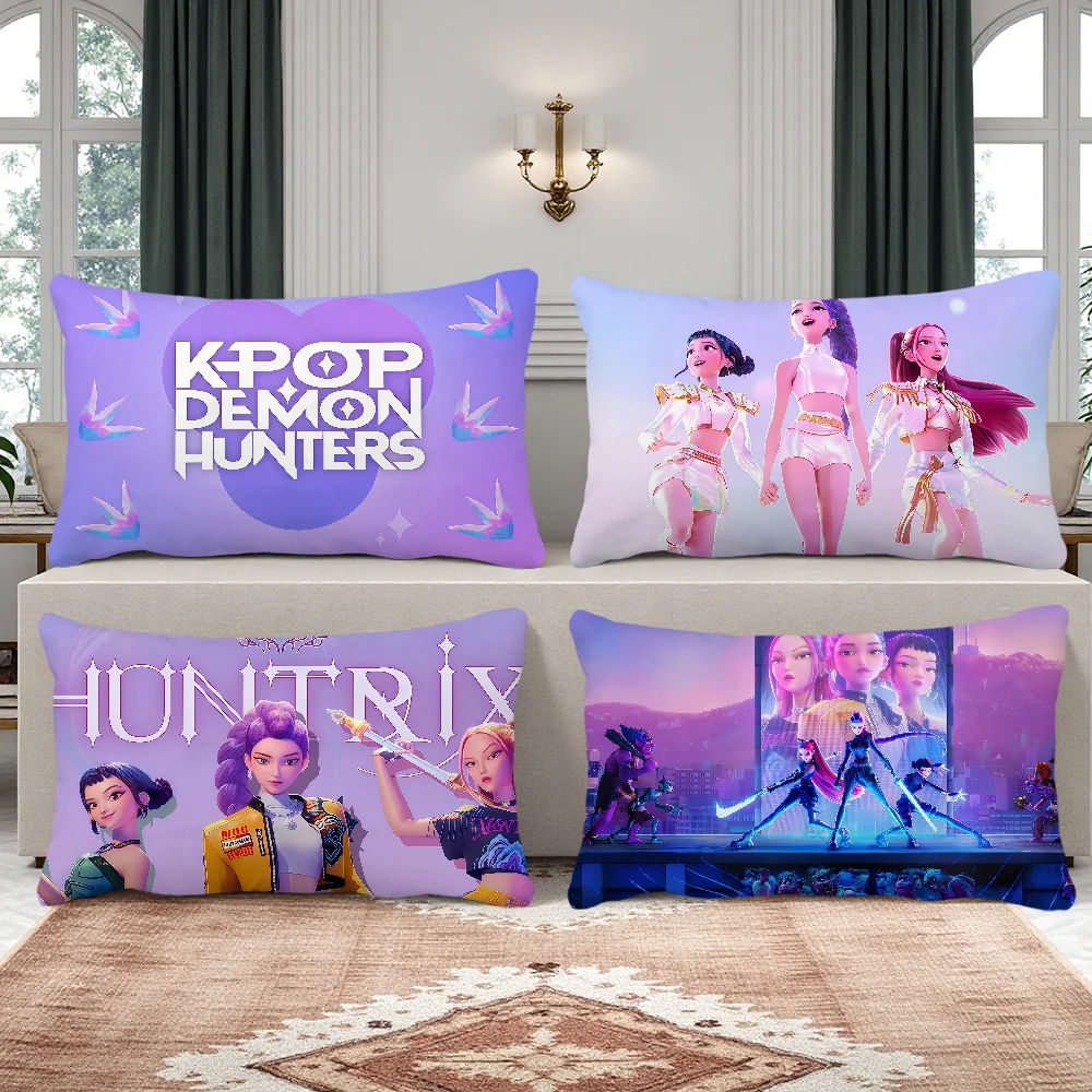 Funda de cojín, funda de almohada rectangular, estampado de Demon KPop, mesita de noche, sofá, habitación de cazadores, funda de almohada decorativa para el hogar