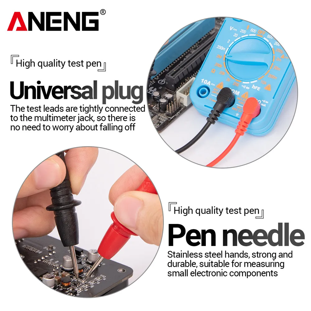 ANENG PT840 1000V 10A DIGITAL MULTIMETER Probe Universal ทดสอบเข็ม PIN ปากกาลวดชุดสายเคเบิล Current เครื่องทดสอบโวลต์มิเตอร์ลวด
