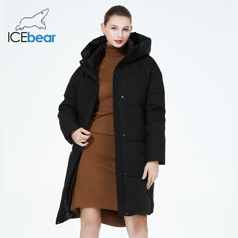 Chaqueta acolchada a prueba de viento de algodón ICEbear para mujer, abrigo informal, Parka larga, resistente al viento, 2023, GWD3757I