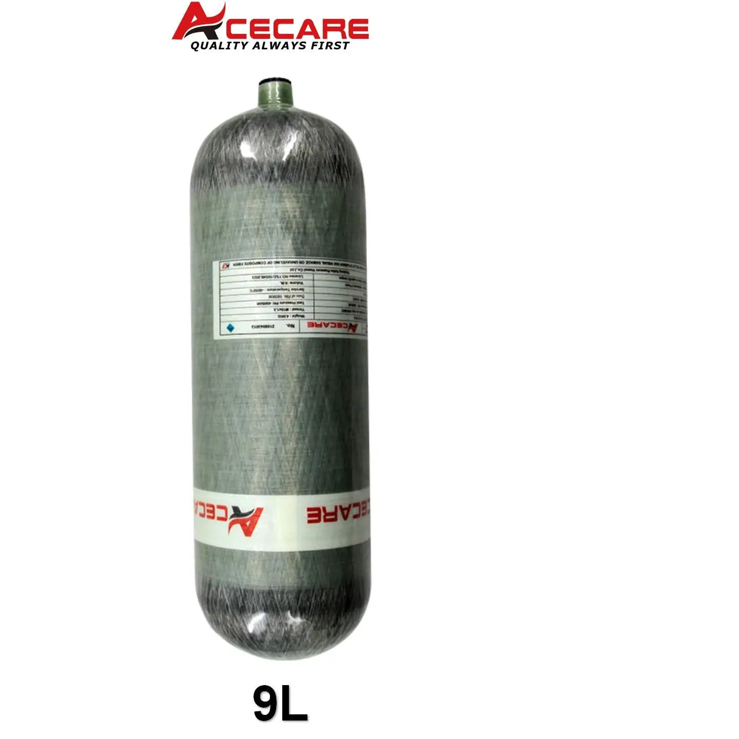 ACECARE 9L คาร์บอนไฟเบอร์กระบอกเติมสถานีควบคุมวาล์วป้องกันยาง 300Bar 4500Psi ถังแรงดันสูง
