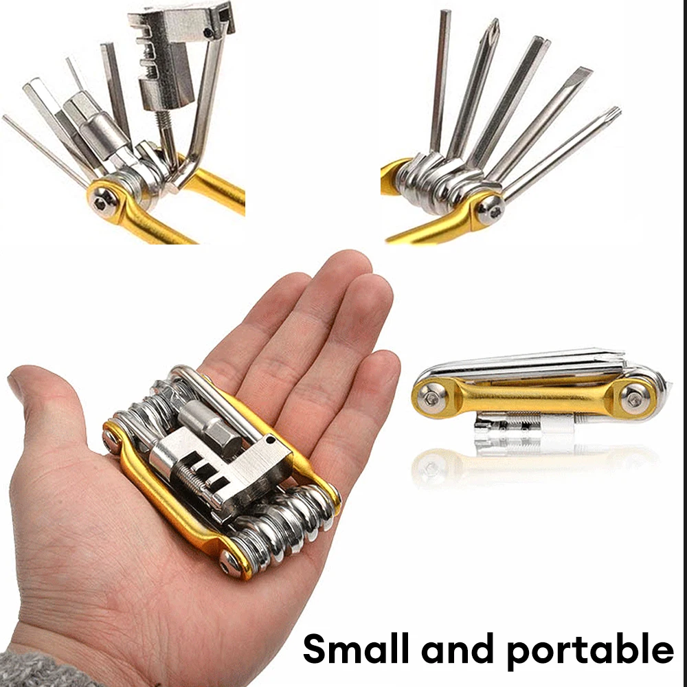 11 in 1 จักรยานหลายเครื่องมือ CHAIN Splitter เครื่องตัดมัลติฟังก์ชั่สําหรับจักรยานเสือภูเขา MTB ประแจไขควงซ่อม Multitool