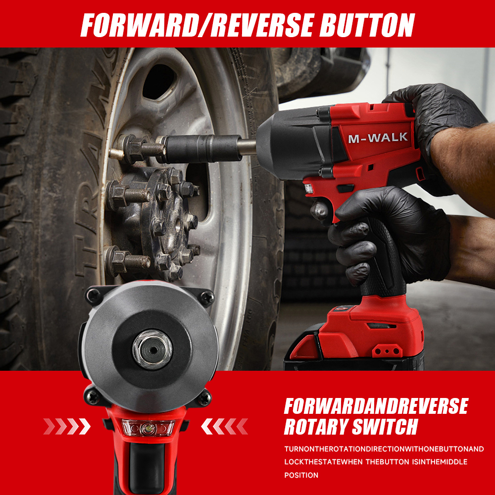 M-WALK Strumento 1300N.M Avvitatore a percussione senza spazzole Chiave elettrica a batteria Cacciavite da 1/2 pollici Utensile elettrico per Milwaukee 18V Batteria Pin