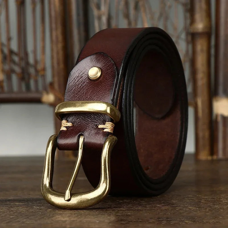 Cinturón de piel de vaca para hombre, cinturón masculino de diseñador de lujo, correa de cuero genuino, Pin fajas con hebilla