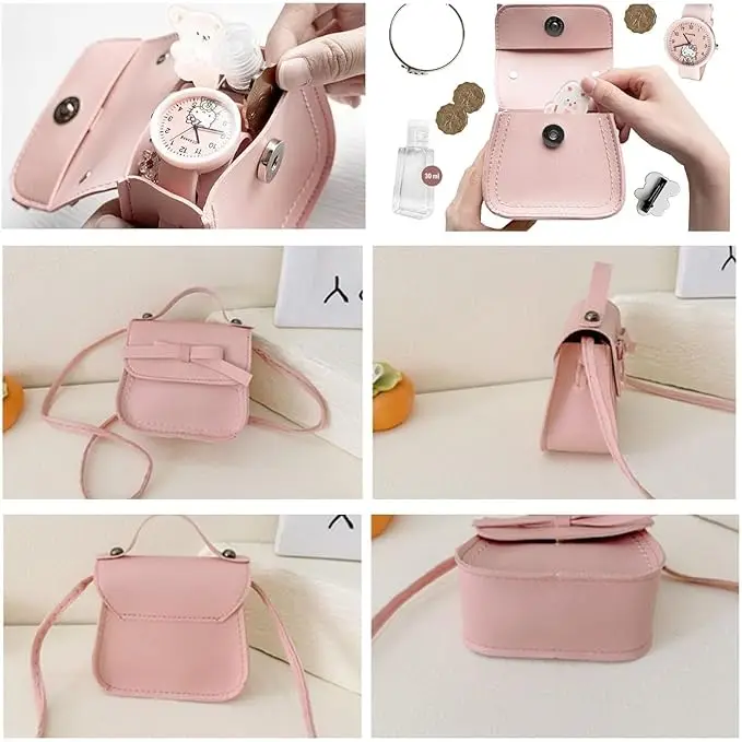 Dziecięce portmonetki i torebki, urocza mini torebka crossbody z kokardką, modna mała portmonetka dla dziewczynki, torebka dla malucha.
