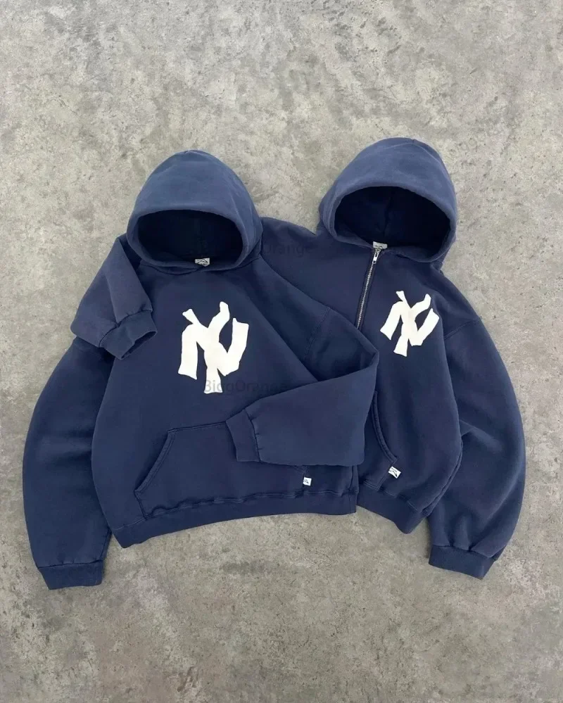 パーカープルオーバートレーナー Y2K ストリート新原宿ヒップホップレトロレターパターン高品質パーカー婦人服