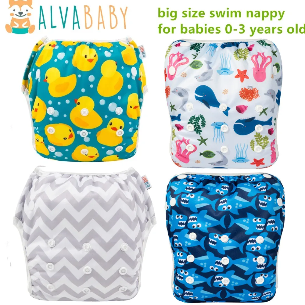 U Pick Alvababy Maiô de fralda de natação de tamanho grande legal moda fralda de natação reutilizável para bebês de 0 a 3 anos de idade