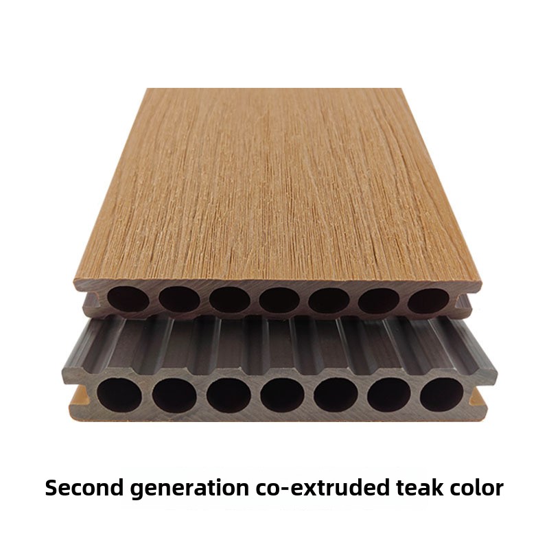 Piso de madeira de plástico interno e externo vendas diretas da fábrica pátio terraço de madeira maciça ao ar livre co-extrusio de segunda geração