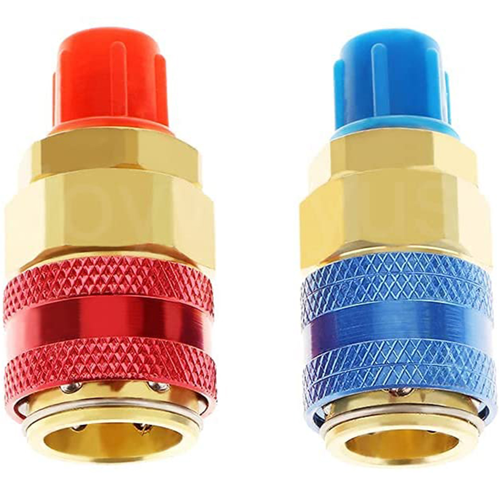 R134A Lage Hoge Auto Snelkoppeling Connector Messing Adapters Auto Airconditioning Koelmiddel Verstelbare AC Manometer