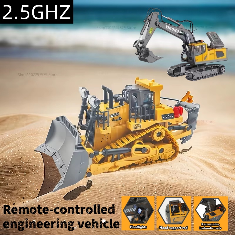 Nieuwe 4x4 afstandsbediening graafmachine speelgoed voor kinderen legering dumper bouwvoertuig model cadeau voor kinderen buiten spelen jongens