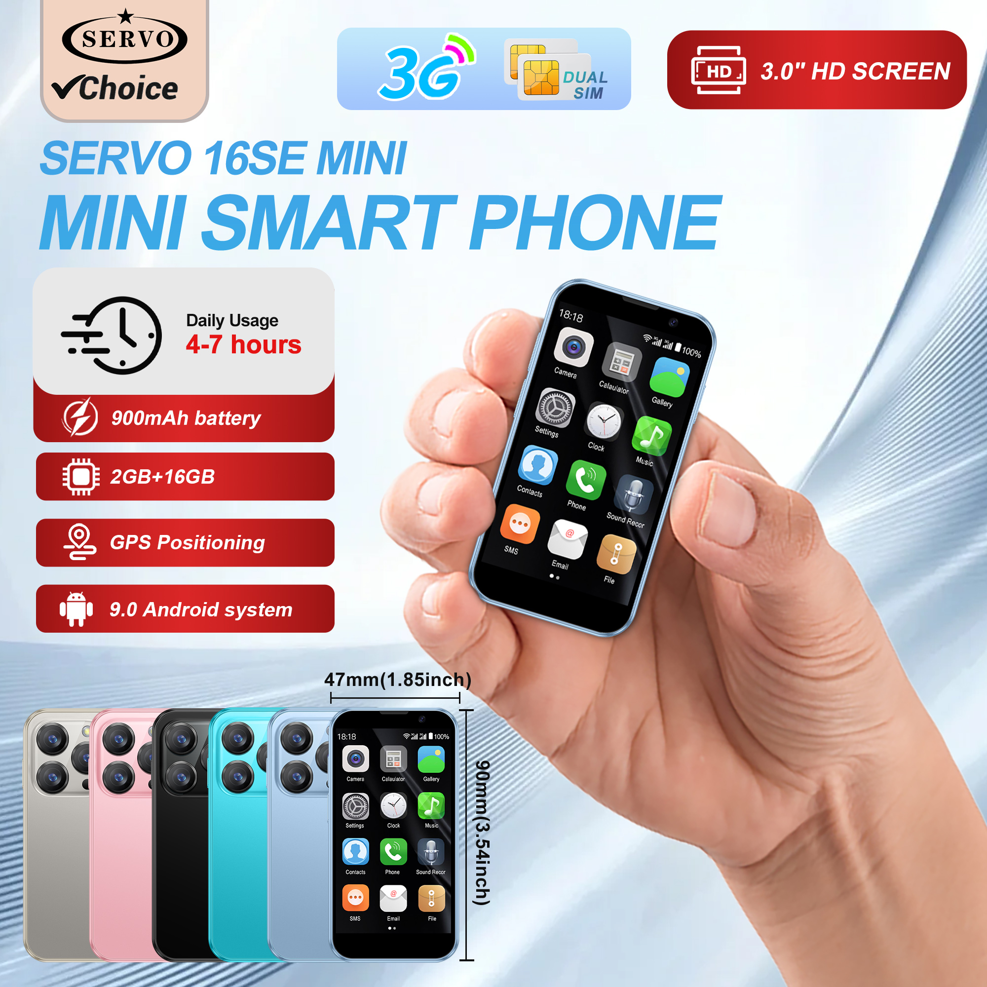 2025 New Mini Android Smartphone 3G WCDMA 2GB RAM 16GB ROM 3.0" Display 2MP Camera Dual SIM Smart Cellphone Play Store WhatsAPP