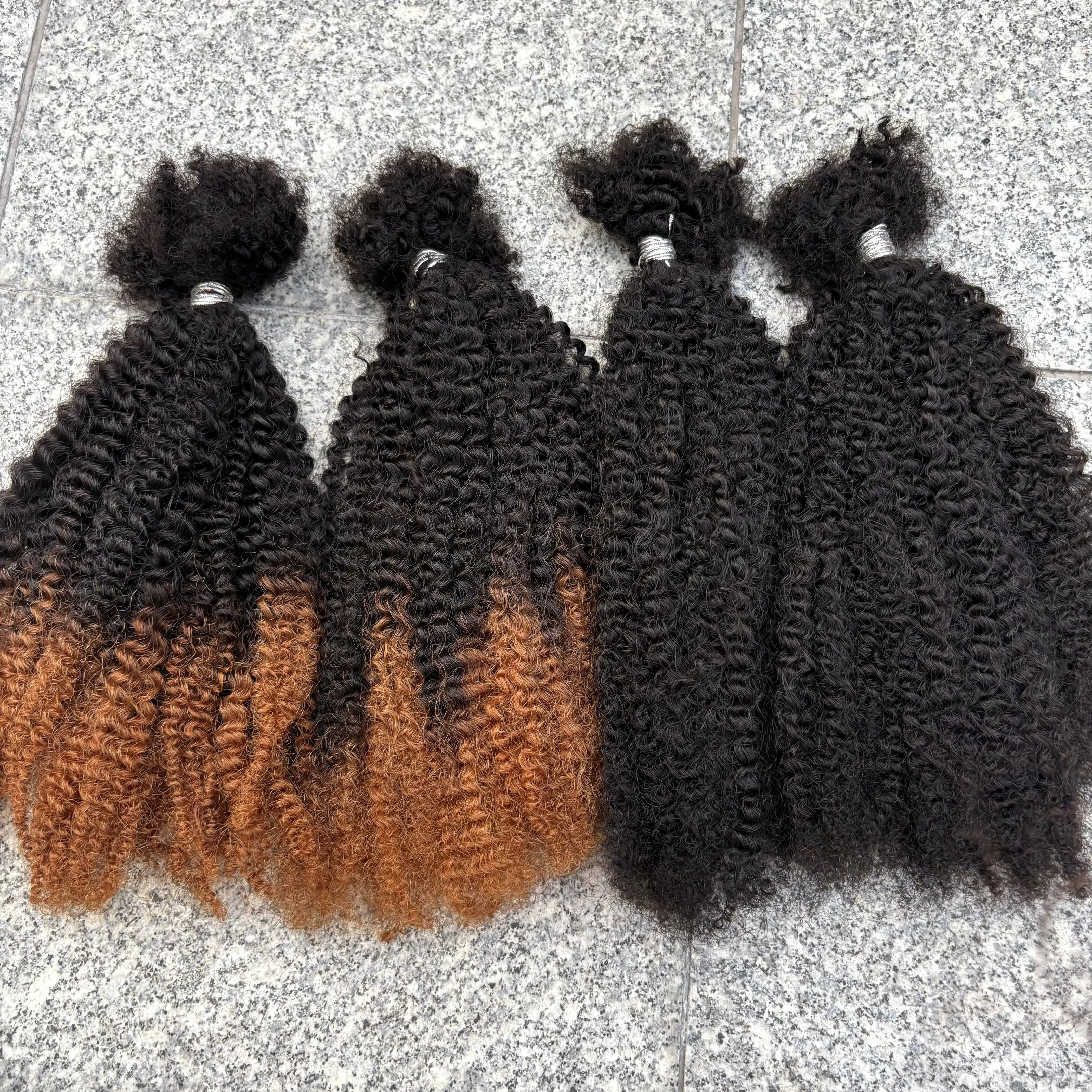 Extension de cheveux humains Afro crépus bouclés ombrés, sans trame, 16 pouces, 30g/paquet, pour Micro Locs permanents/torsions/brides/Mocs de réparation