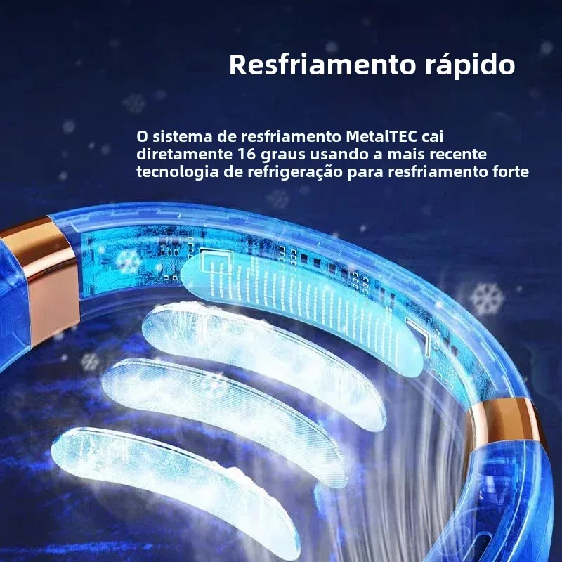 JKUOO Ventilador de pescoço portátil, ventilador sem lâmina mãos livres com placa de resfriamento LED 4, ventilador pessoal Bateria de 4000mAh recarregável por USB