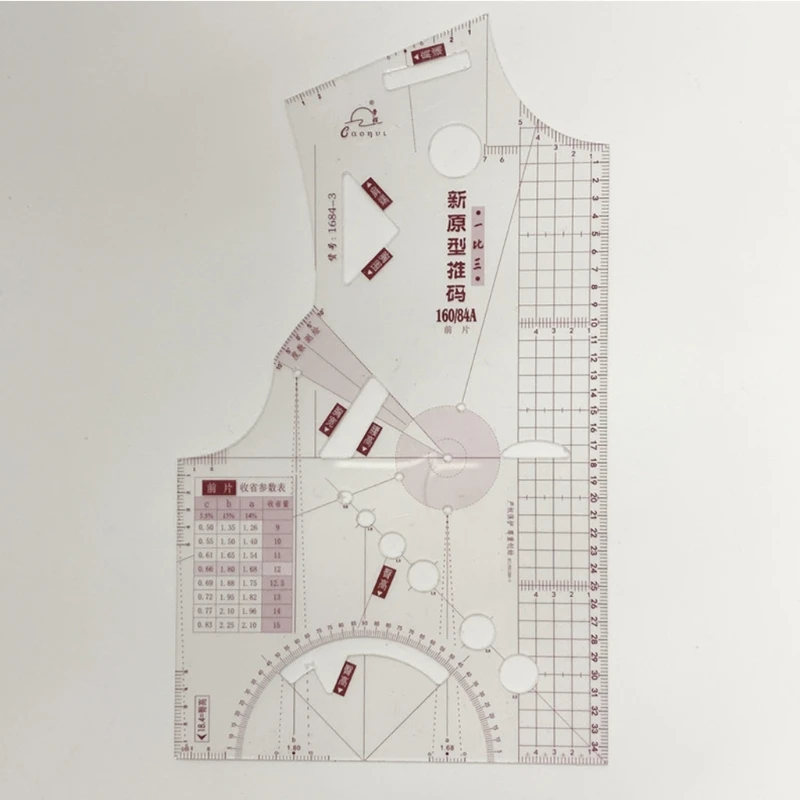 3-Pcs 1:5 Transparent Women Cloth Design Ruler Drafting Template Clothing Prototype Ruler Tool for Making for Doll T