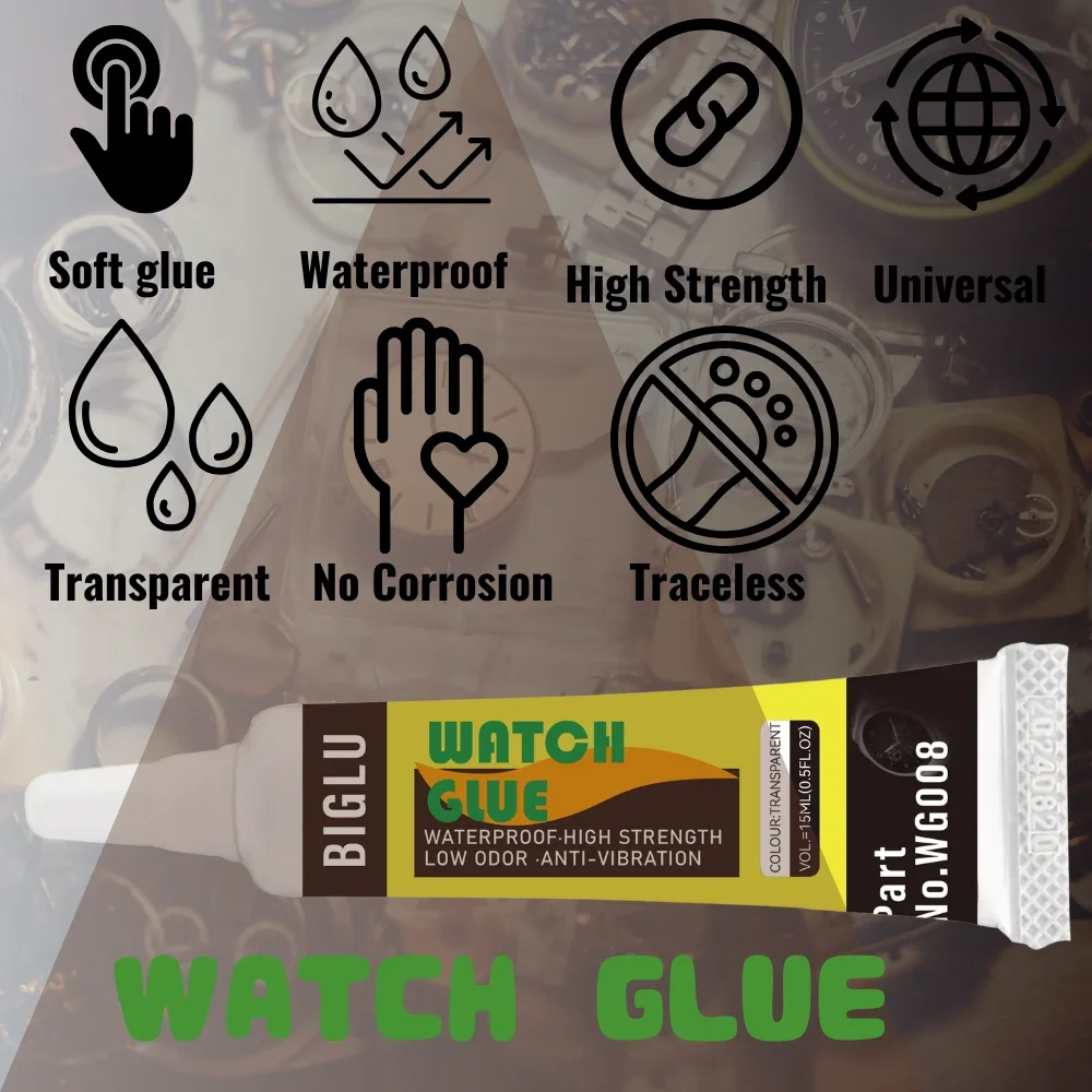 BIGLU นาฬิกากาวโปร่งใสกันน้ํา Soft Repair ซีลแก้วโลหะเครื่องประดับ DIY กรอบเข็มกาว Outlet 15ML