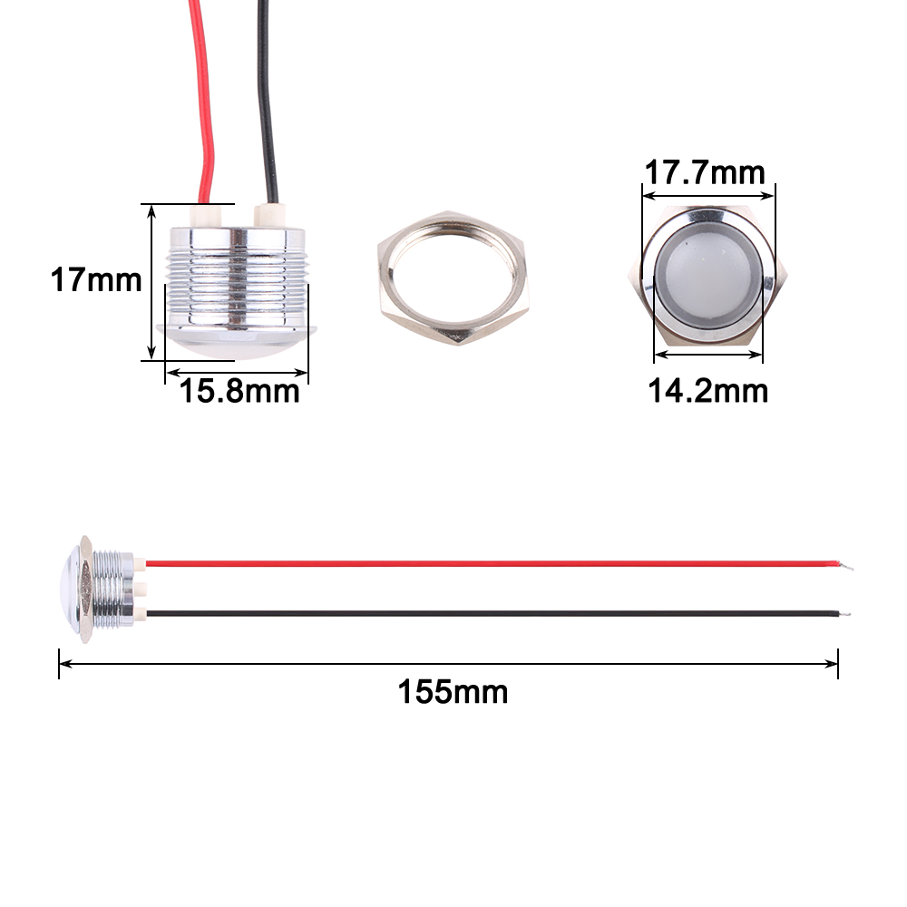 Luz indicadora de Metal LED 16mm lámpara de señal impermeable luz 3V 6V 12V 24V 220v tornillo conectar rojo amarillo azul blanco 16ZSD.QX.X