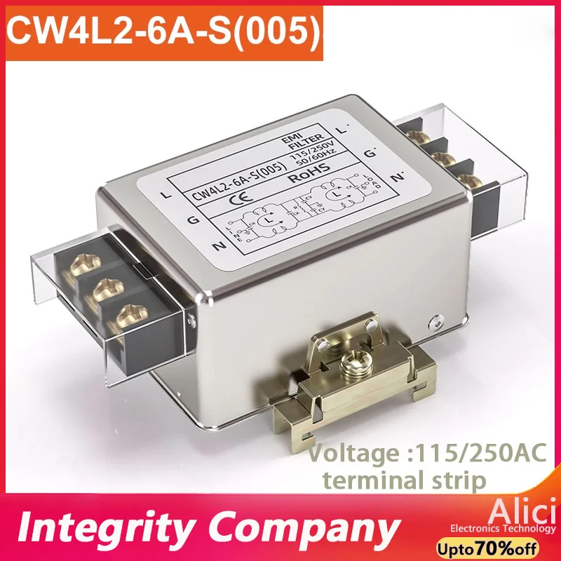 CW4l2-S (005) Filtro de potencia monofásico de 3A a 40A CW4L2 Bloque de terminales de guía bipolar 220v AC EMI fuente de alimentación antiinterferencias