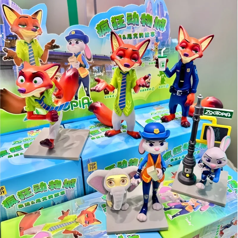 Genuine Disney Zootopia Nick And Judy'S Story Series Blind Box Cute Desktop Ornament Figure Doll Model Cartoon Decor Toys Gift