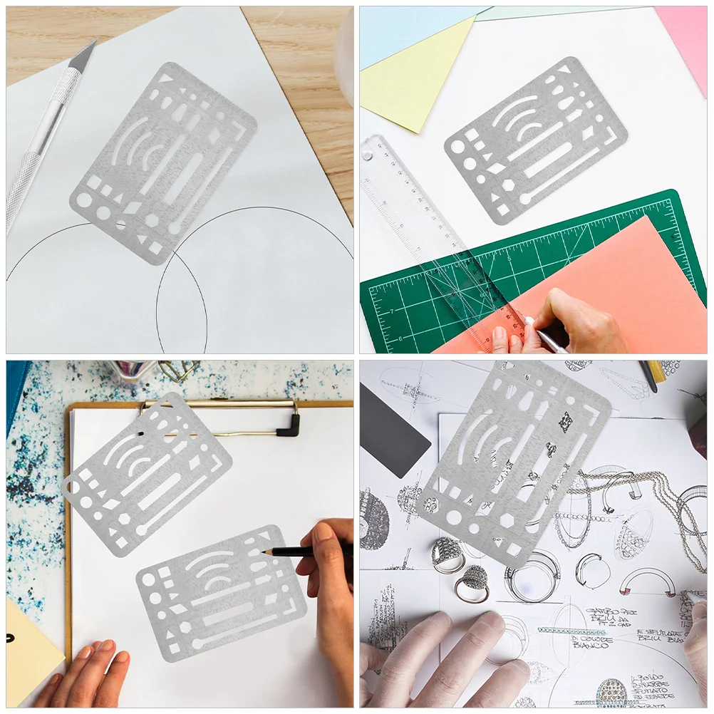 3 Pcs Stainless Steel Wipe Pictures Erasing Tool Shield Drawing Template Craft Metal Eraser Draft Engineering Tools Drafting