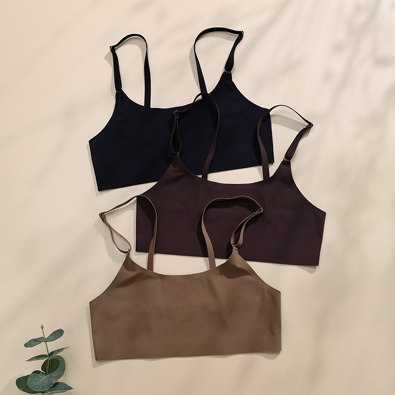 Vendita calda di alta qualità ultimo Design taglia usa eleganti reggiseni Wireless senza cuciture in seta di ghiaccio solido e Set di biancheria intima da donna
