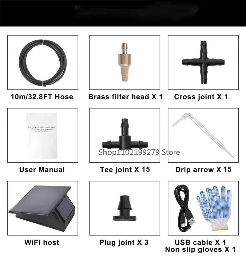 Tuya Wifi Solar Power Timer Pumpe Automatische Tropf Bewässerung Kit Garten APP Fernbedienung Bewässerung System 10/15 Köpfe Kit