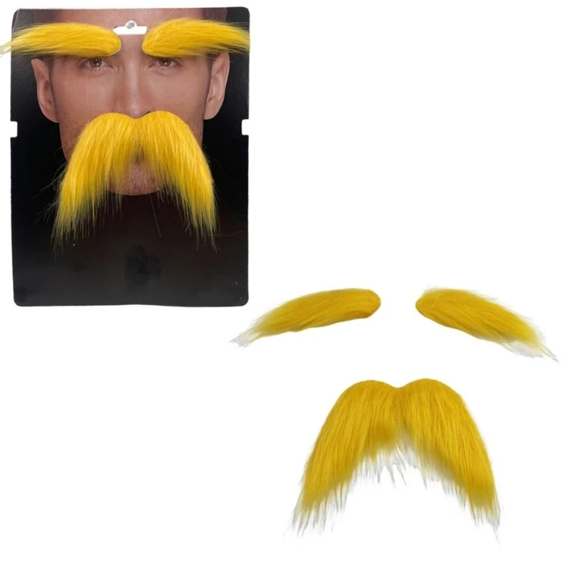Novidade conjunto sobrancelhas bigode para homens mulheres, barba falsa, bigode, sobrancelhas falsas, acessórios