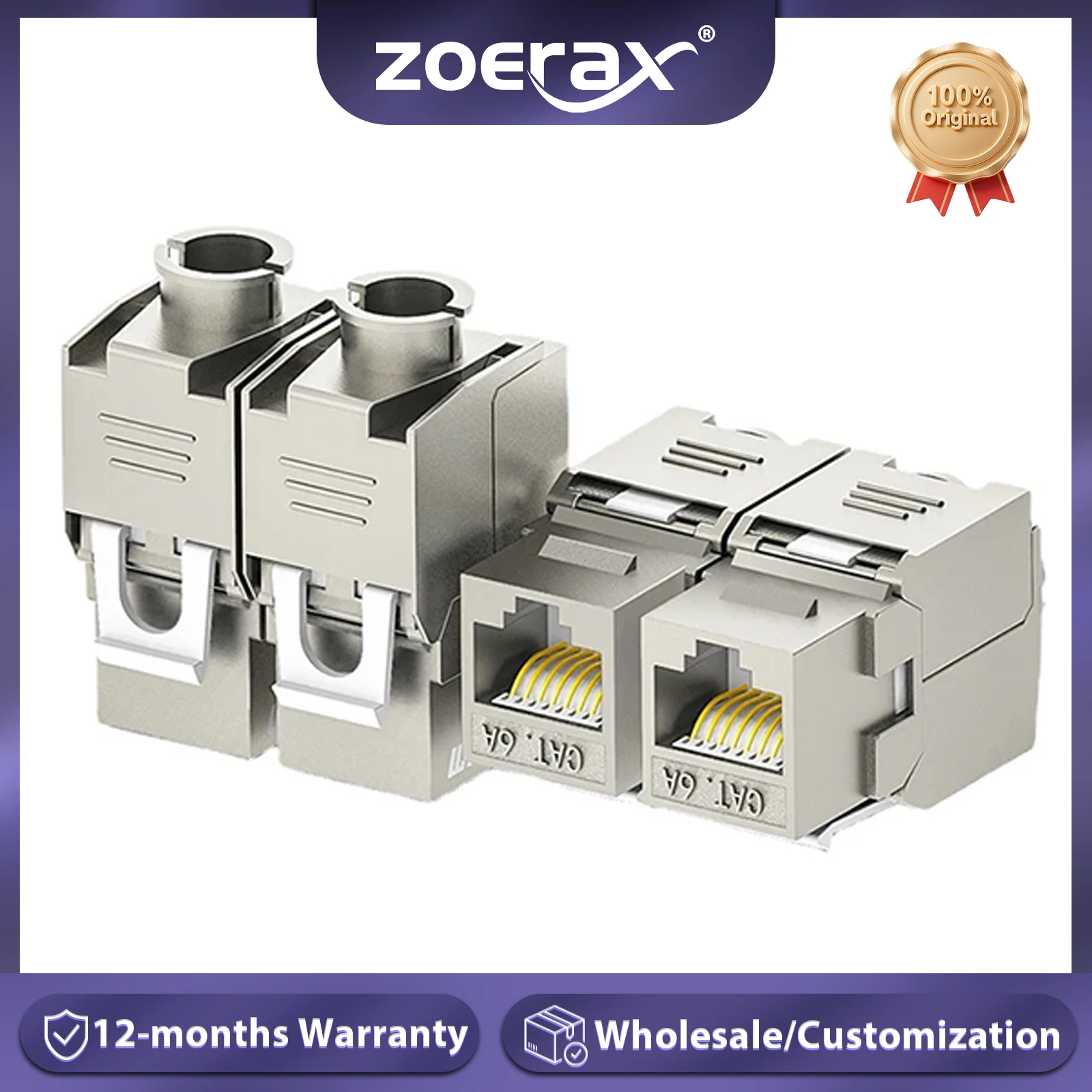 Разъем для модуля ZOERAX Cat6a Cat7 Keystone Jack Cat7 RJ45 STP, без инструментов, тип гнезда из цинкового сплава, переходник для кабеля 22-26 AWG, 1 шт.