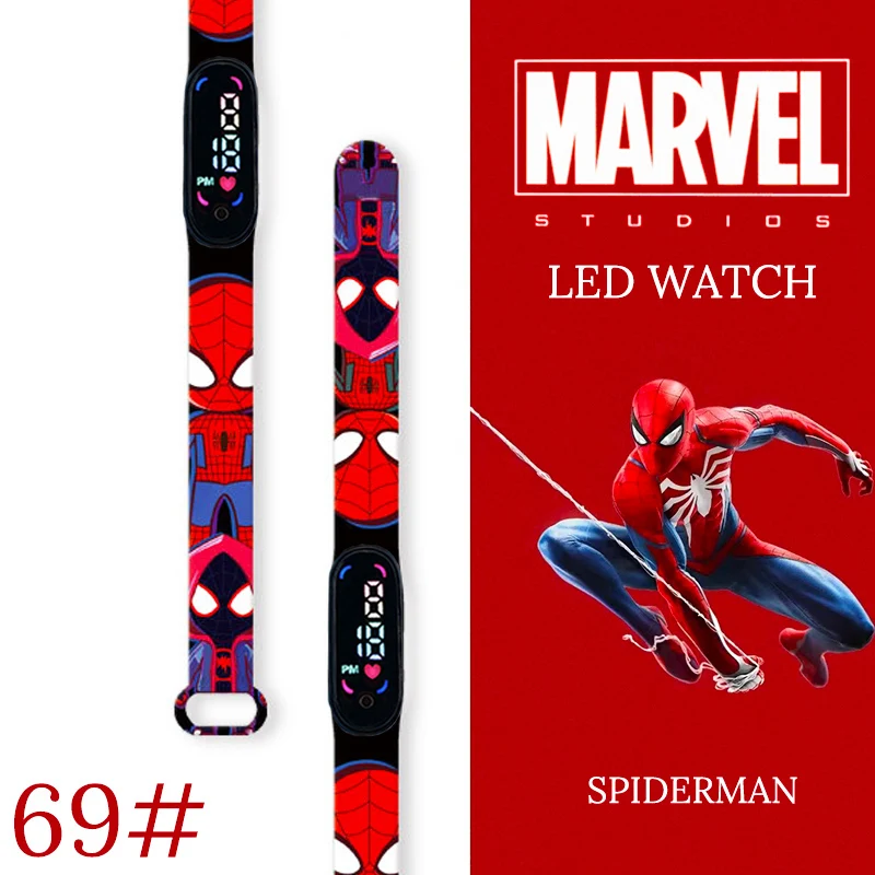 ディズニー スパイダーマン キッズ腕時計子供スポーツ リストバンド防水子供デジタル時計ボーイズ LED 時計