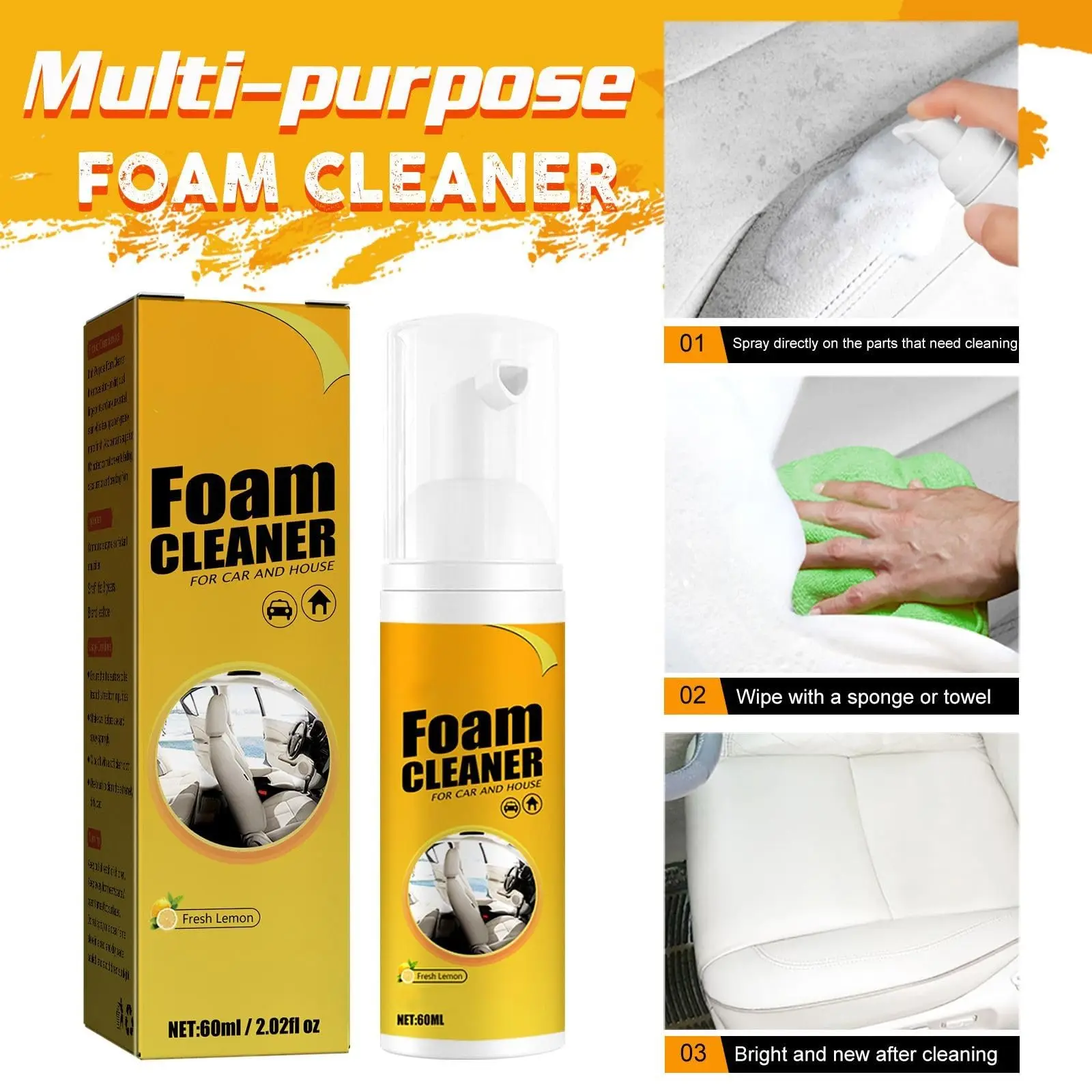 100/150/250ML Multi-Purpose Foam CLEANER สเปรย์ทําความสะอาดหนัง Auto Home พื้นผิวโฟมทําความสะอาดสําหรับล้างรถการบํารุงรักษา