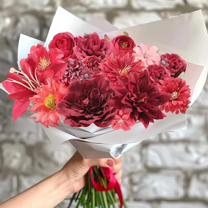 18/21 個マルチカラー混合 5 センチメートル造花シルクローズ造花家の結婚式の装飾 DIY クラフトフラワーウォールアクセサリー