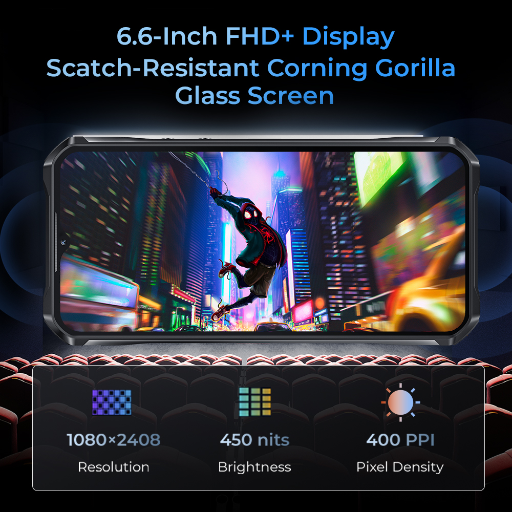 Oukitel wp33 pro 5g smartphone robusto 22000mah 6.6 "fhd + telefone celular 24gb 256gb câmera 64mp 33w dimensão 6100 +