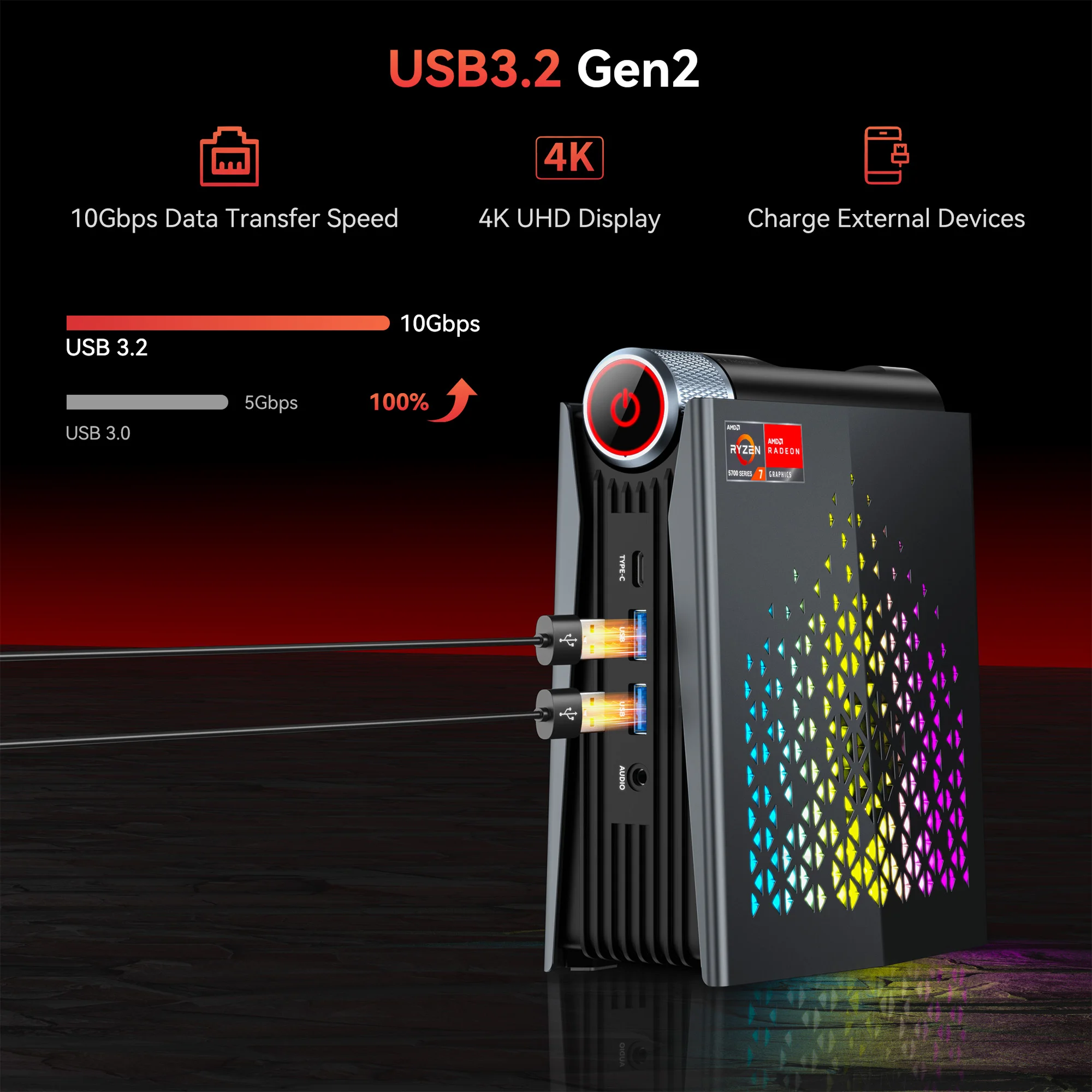 ACEMAGIC S3A MINI PC AMD Ryzen 7 5700U Processore RAM 32 GB DDR4 (fino a 64 GB) 512 GB SSD Dual Channel 8 core/16 thread Wifi6 BT5.2