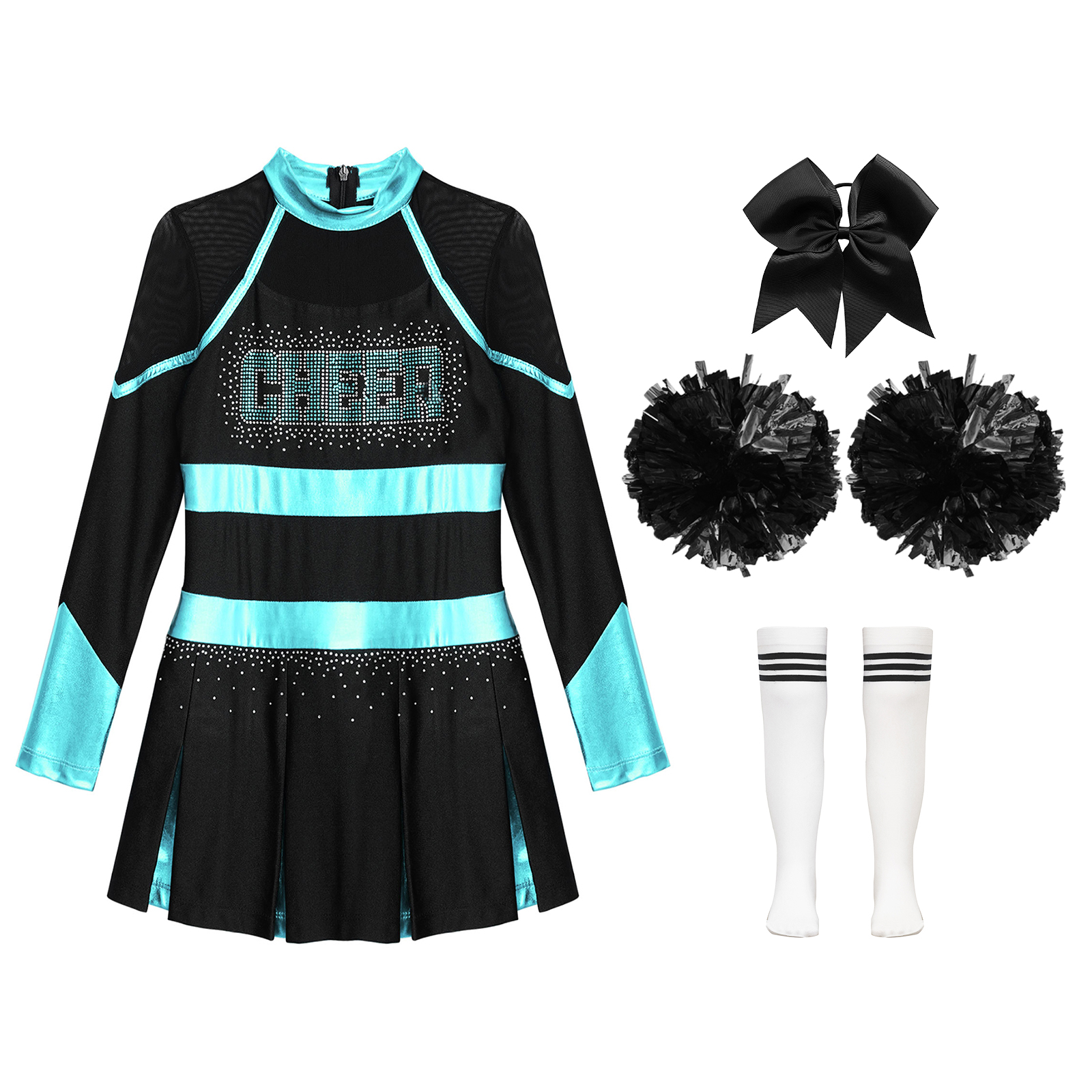 Crianças meninas uniformes de líder de torcida escola roupa de dança de torcida traje crianças brilhantes strass uniformes de torcida