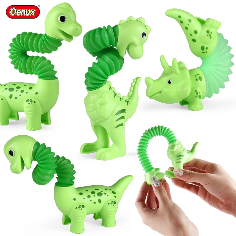 3PCS DIY Pop Buis Dinosaurus Zintuiglijke Buigbare Push It Decompressie Pijp Anti-stress Fidget Buizen Autisme ADHD balg Speelgoed Kid Gift