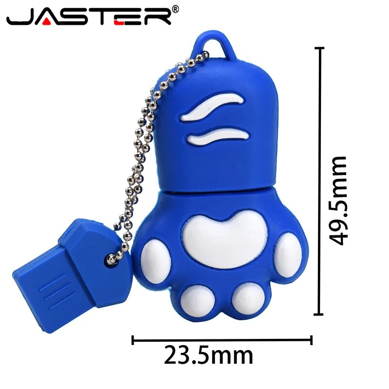 JASTER-Clé USB mignonne en forme de griffe de chat, support à mémoire de 16 Go 32 Go 64 Go, stockage externe en silicone rose, cadeau créatif
