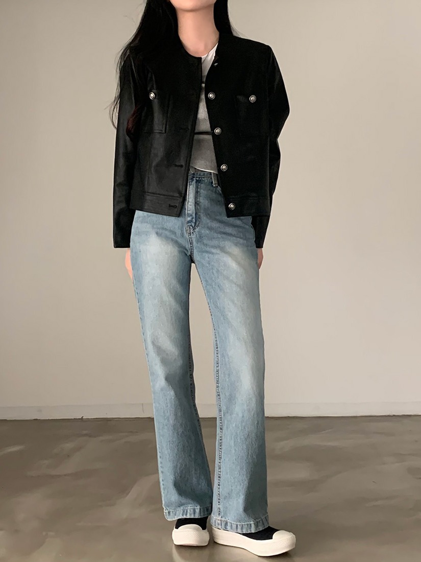 シックな初秋レトロスタイリッシュなシングルボタンルーズカジュアルPUレザージャケット長袖ショートアウターレディースファッション