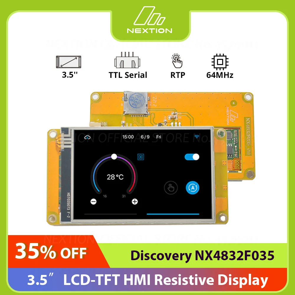 Nextion-Módulo de pantalla táctil resistiva HMI NX4832F035 de 3,5 ", simulador gratuito, operador de asignación de soporte de depuración