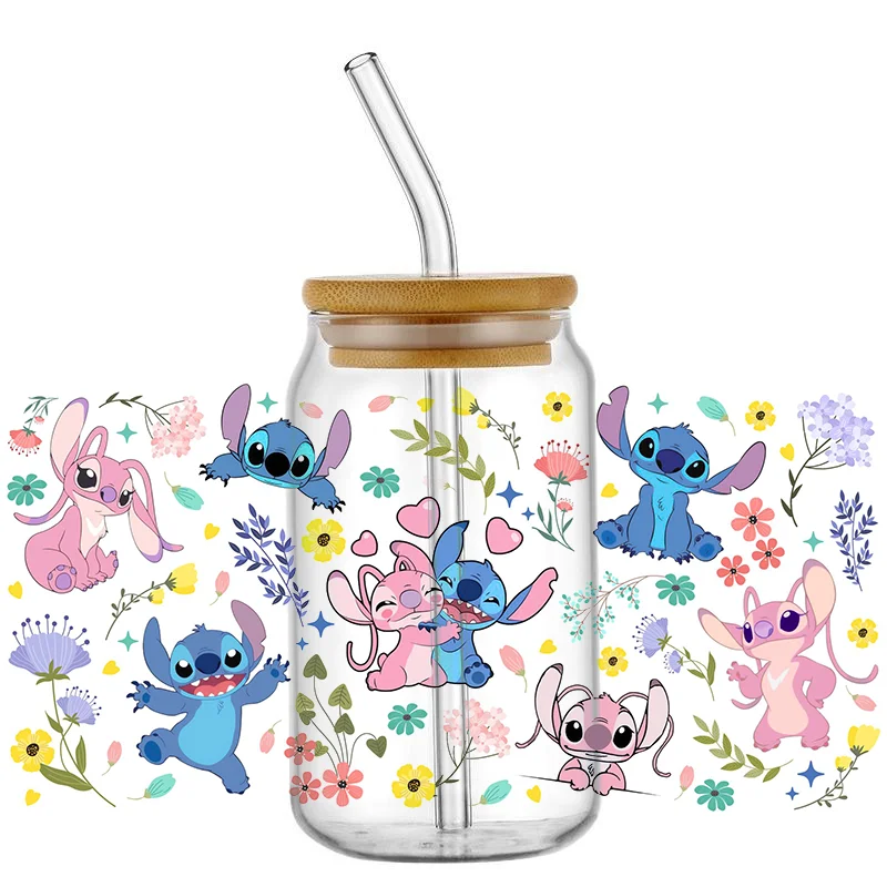 UV DTF tasse tasse enveloppes Miniso belle bande dessinée point 3D transfert autocollant pour 16oz Libbey lunettes tasse étanche autocollant bricolage
