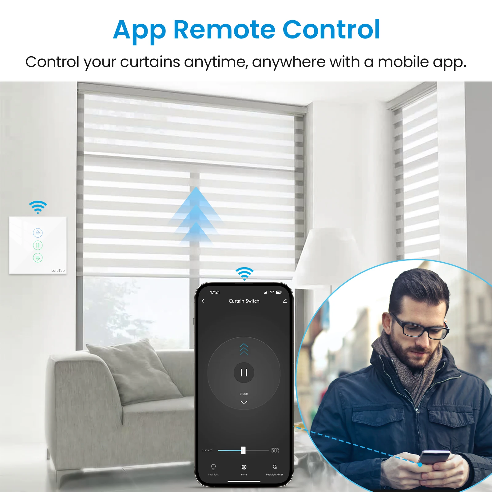 LoraTap persianas enrollables interruptor de cortina para Motor de Windows aplicación Tuya Smart Life Control remoto porcentaje Google Home Alexa
