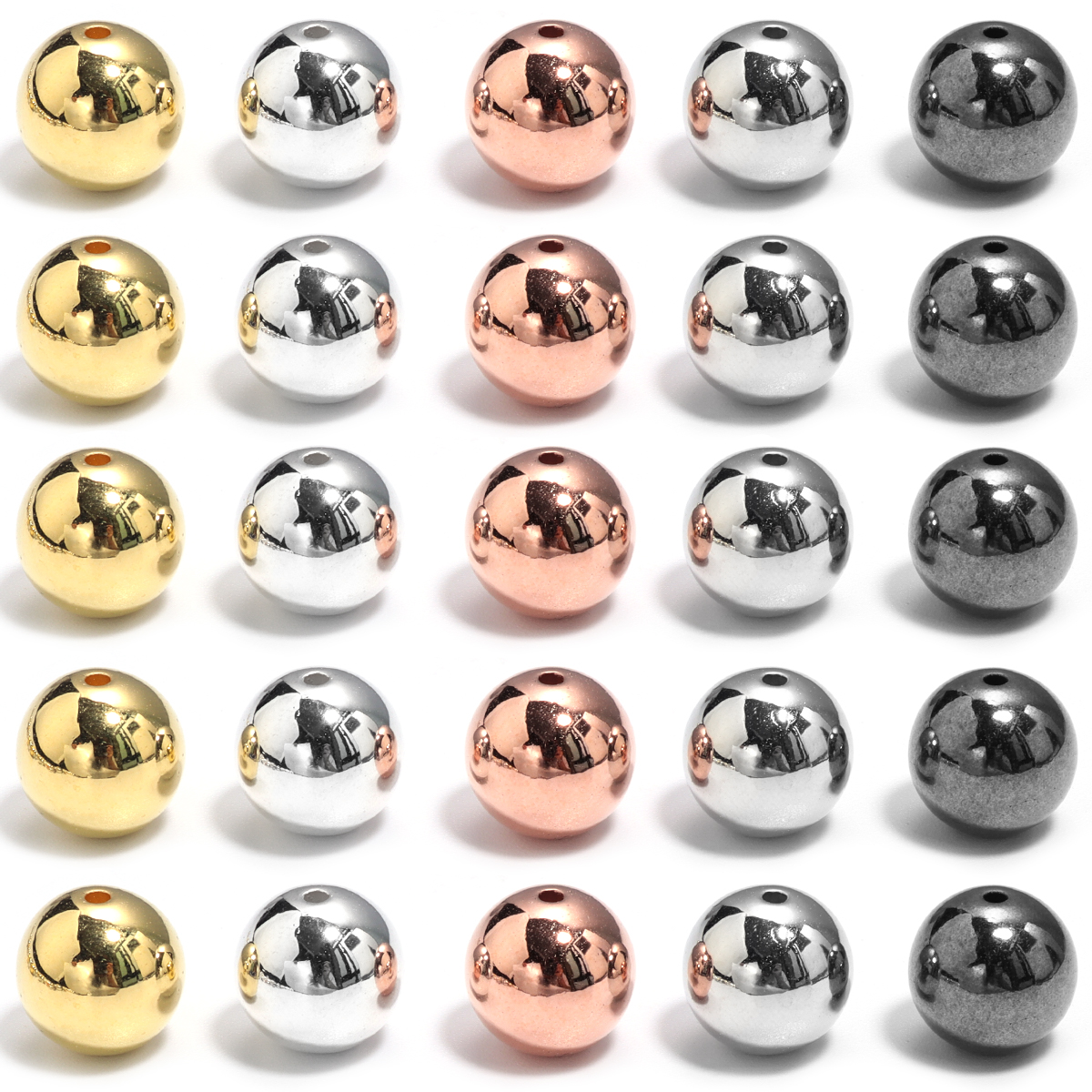 3-14mm Round Spacer Beads CCB Gold Silver Color Smooth Loose Ball Beads for Bracelet DIY Jewelry Making Accessories
