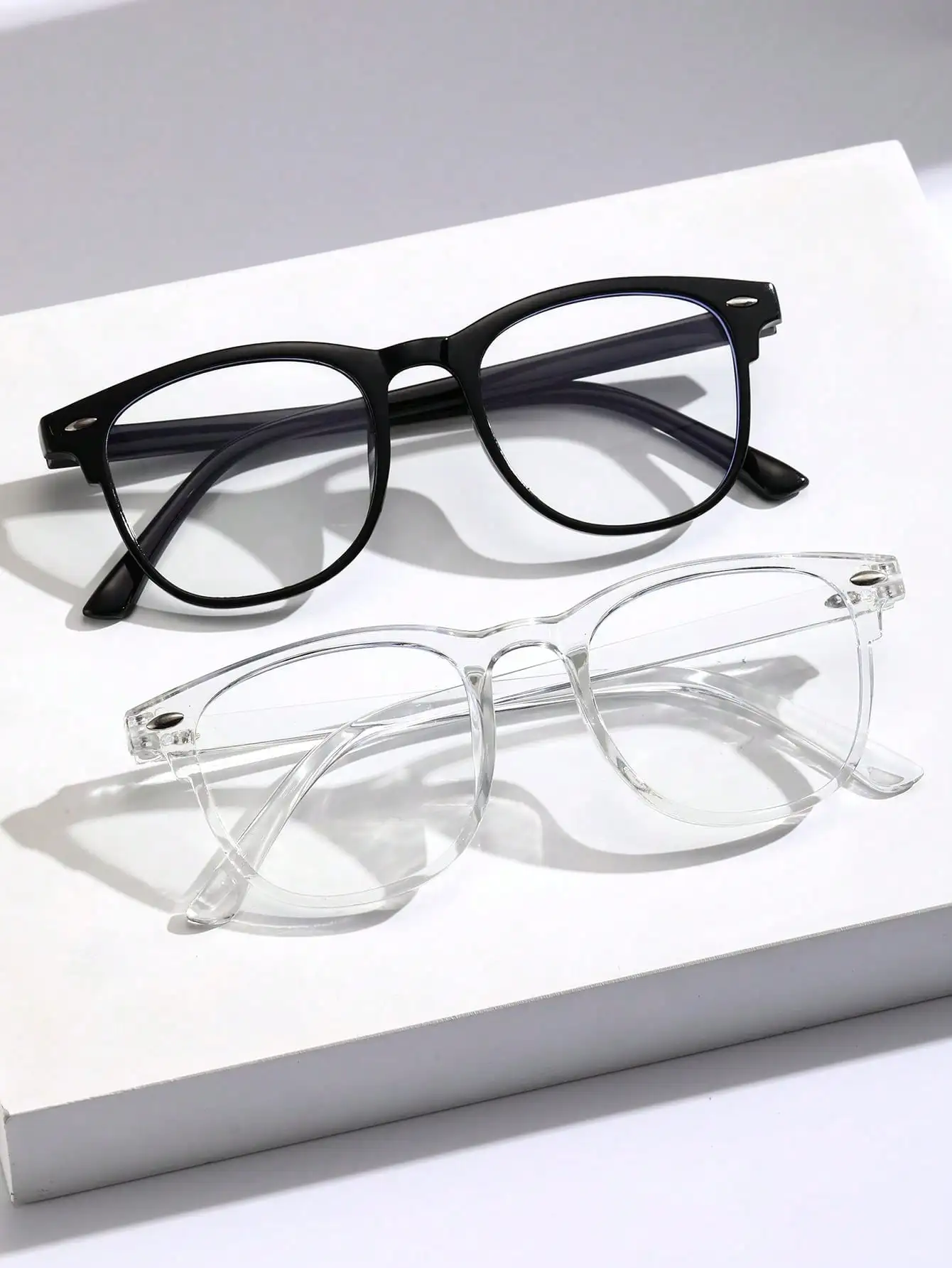 1-2-3PCS Gafas transparentes antiluz azul con montura de plástico cuadrada unisex para accesorios de ropa de regreso a la escuela.