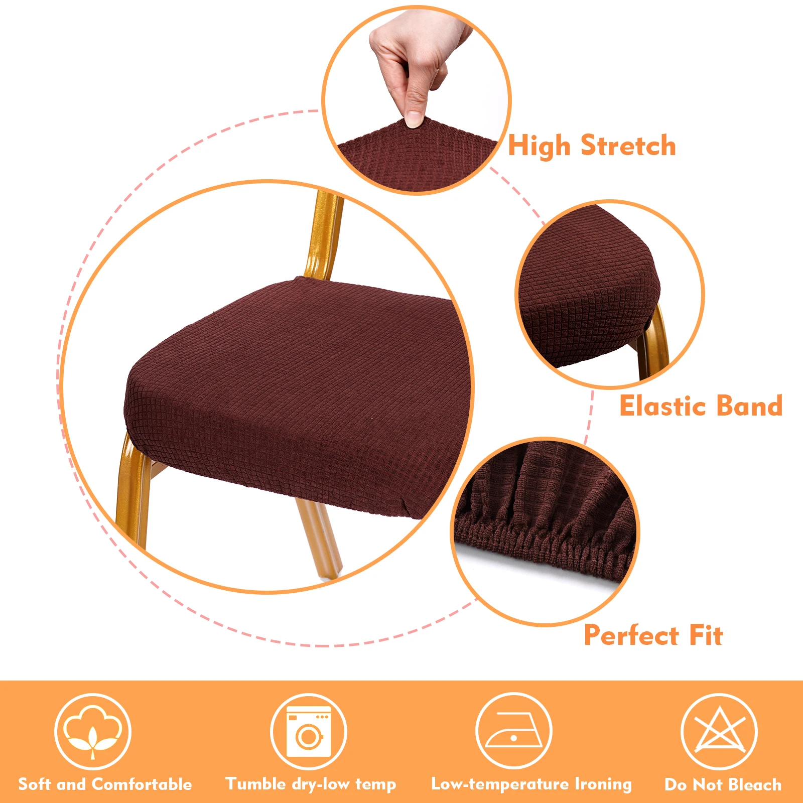 1/4 Uds. Fundas de asiento para sillas de comedor, lavables y extraíbles, antipolvo, fundas para sillas de cocina, fundas de cojines