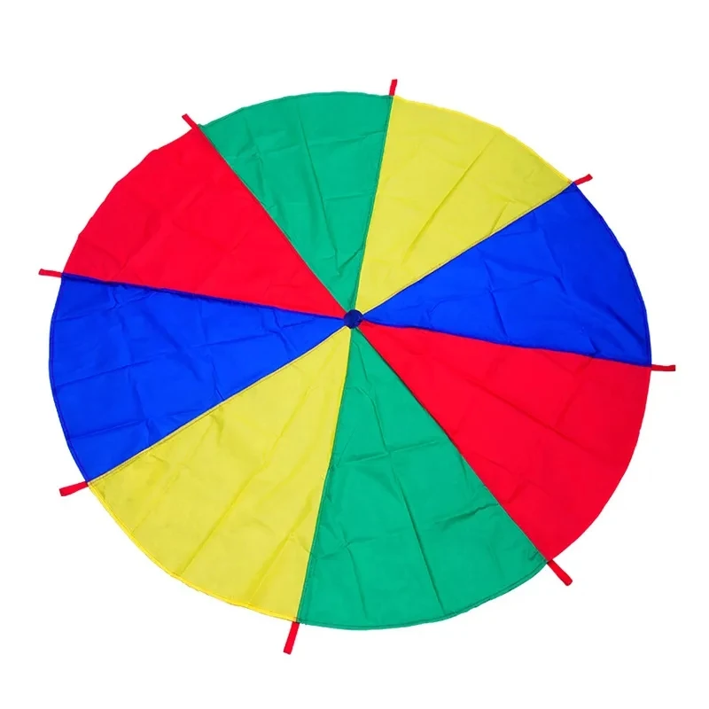 2M Diameter Children's Outdoor Team Game Prop Rainbow Parachute Toy Jumping Bag Bouncing Floor Mat School Multiplayer Game