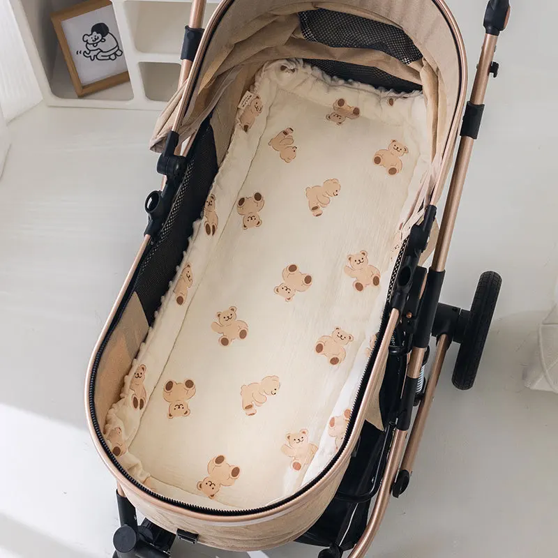 Almofada de musselina para carrinho de bebê, cobertor macio com suporte pontilhado, colchão acolchoado de algodão 40*80cm