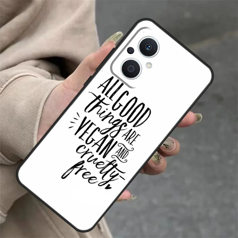 Casing VEGAN kutipan VEGAN LOVE VEGGIE untuk OPPO Reno 11 11F 10 Pro 4Z 5Z 8T 5 6 7 8 Lite OPPO Find X5 X6 Pro X2 X3 Lite sampul