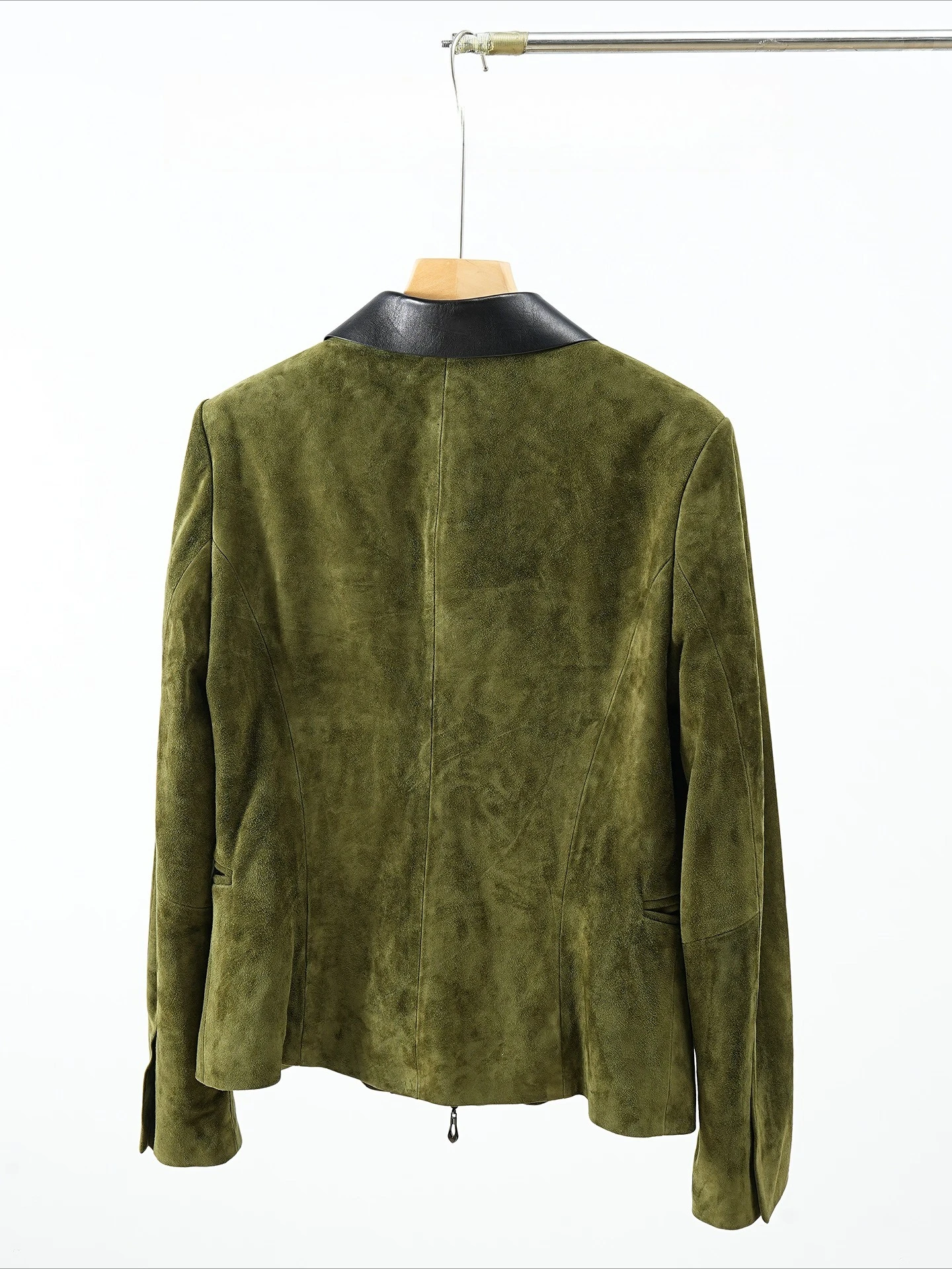 Veste d'hiver rétro en daim 100% cuir pour femme, manteau ajusté avec col et poche, 100% peau de mouton, revers