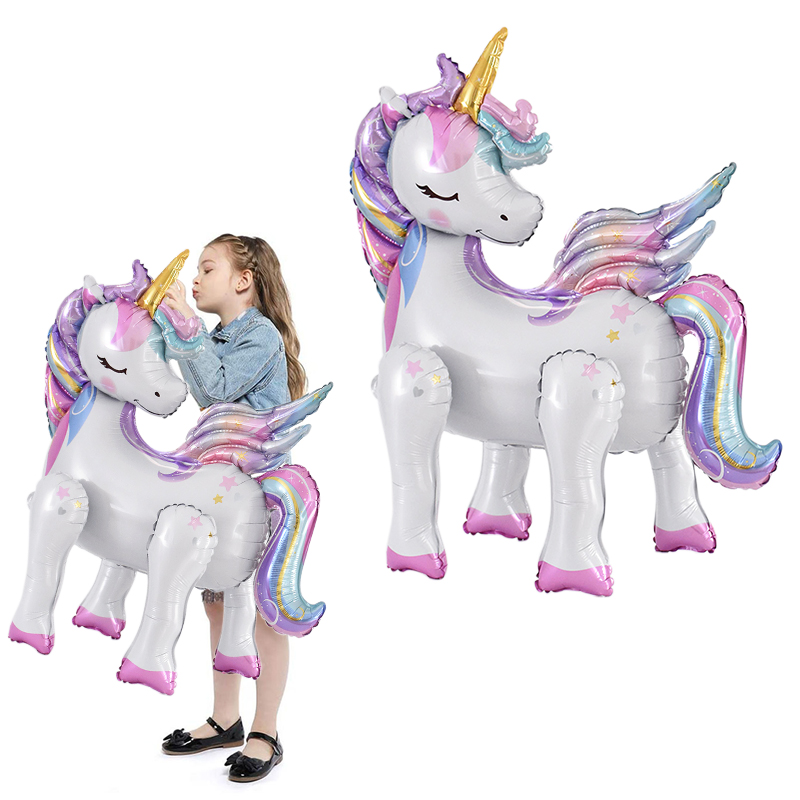 Globos grandes de aluminio de unicornio de pie para niños y niñas, decoración de fiesta de cumpleaños de unicornio, globo de elefante y Animal, recuerdos para Baby Shower