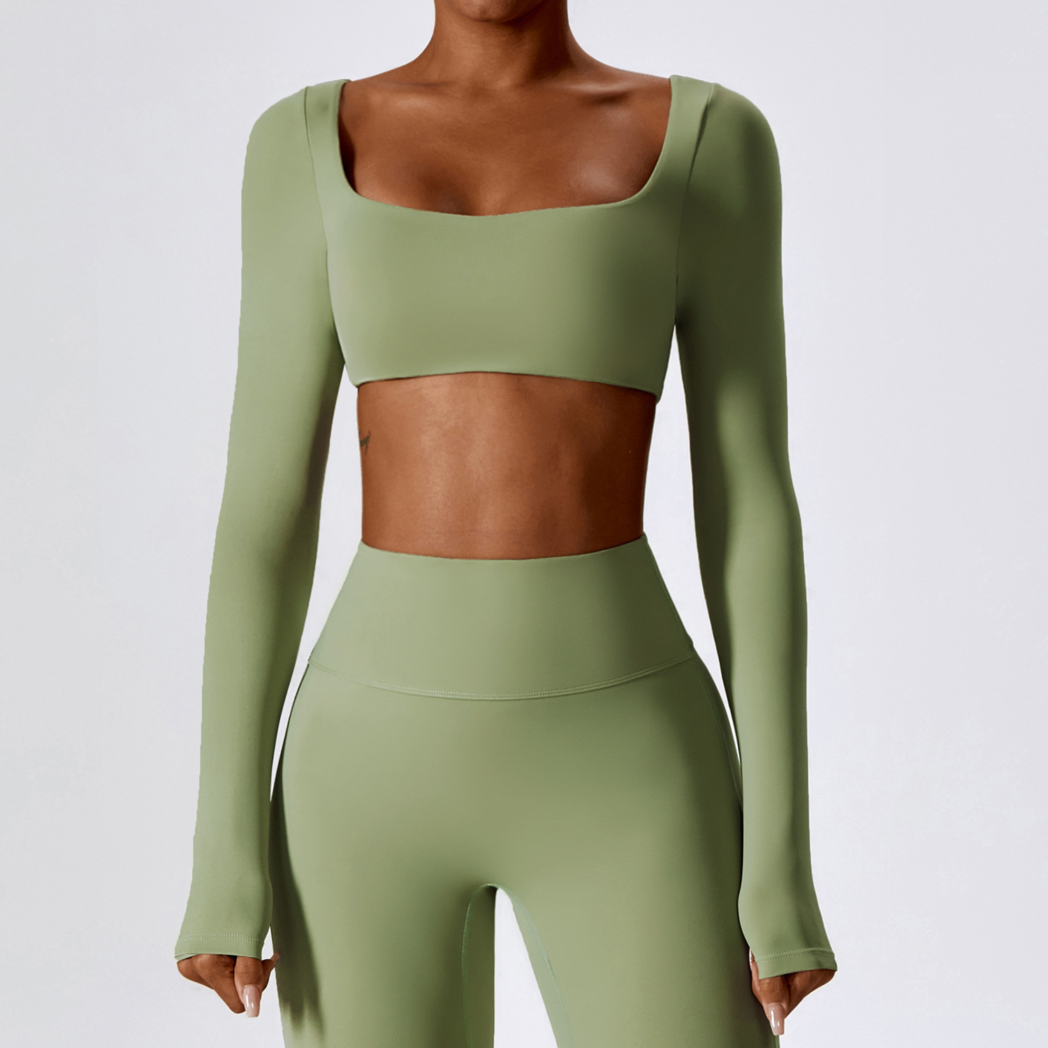 Tops cortos para mujer, camisetas de Yoga, Top deportivo liso, camisetas de manga larga para correr, ropa deportiva Sexy de secado rápido para gimnasio y Fitness con ombligo descubierto