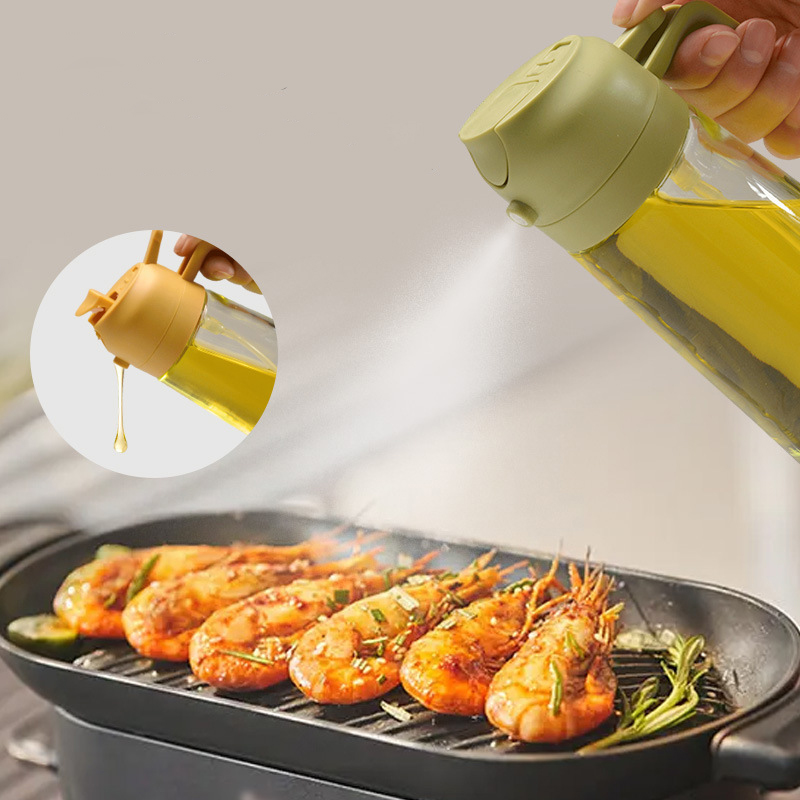 2in1 Bottiglia di spruzzatore di olio spray di vetro Dispenser di olio spray Barattolo di olio Gallecca BBQ Cucina Cottura Arrostire Attrezzo da cucina per picnic