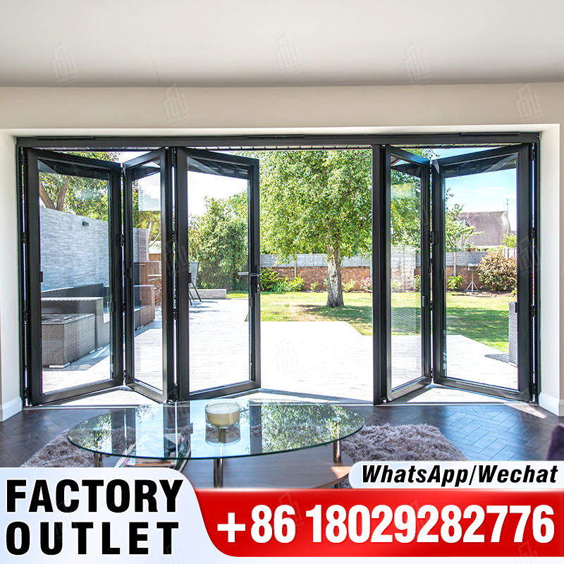 Puertas plegables corredizas de vidrio de aluminio Eloyd, superficie terminada para proyectos arquitectónicos residenciales comerciales